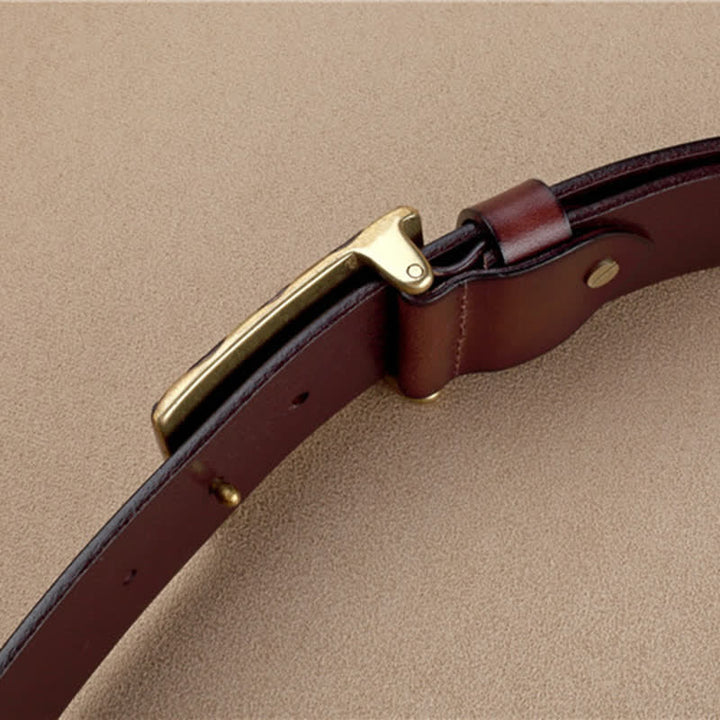 Cintura in pelle da uomo in stile geometrico a scacchi