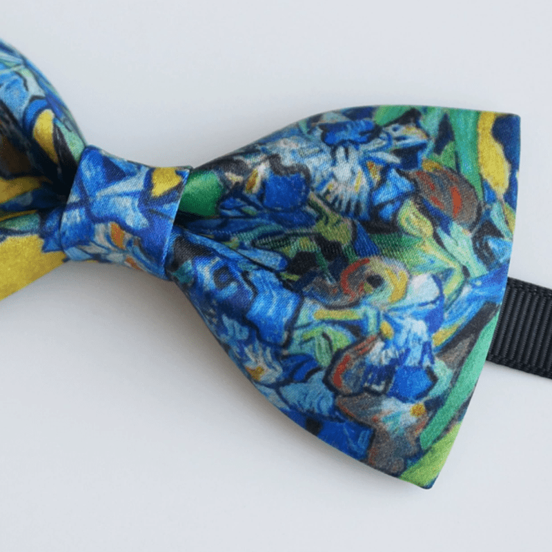 Papillon da uomo con stampa a olio creativo e motivo iris giallo
