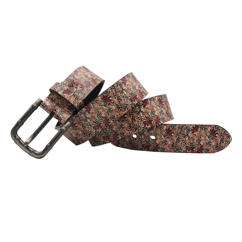 Cintura in pelle stampata con aceri rossi decorati
