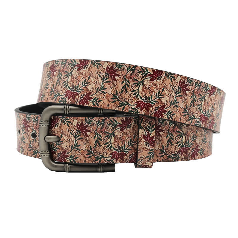 Cintura in pelle stampata con aceri rossi decorati - image 1