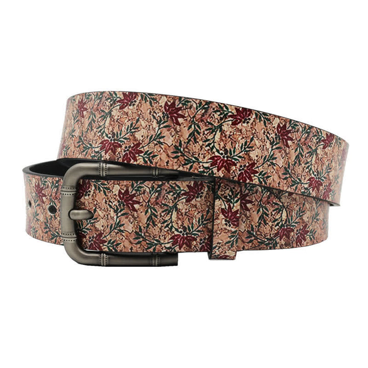 Cintura in pelle stampata con aceri rossi decorati - image 1