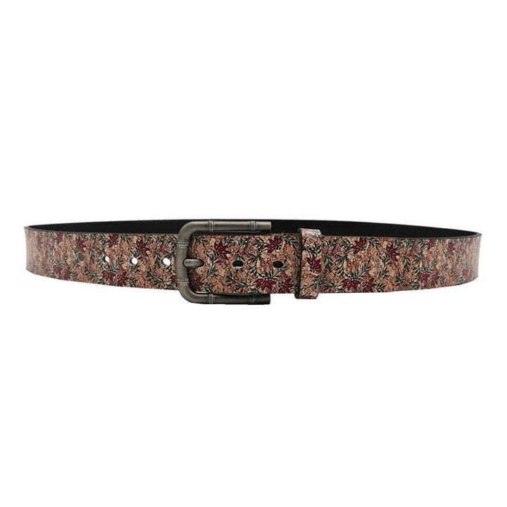 Cintura in pelle stampata con aceri rossi decorati - image 4