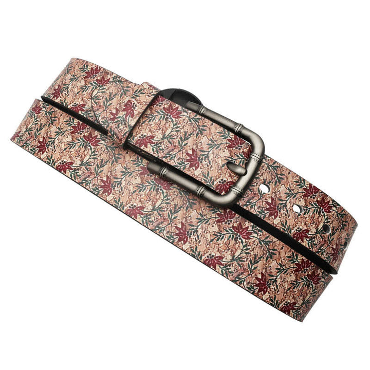 Cintura in pelle stampata con aceri rossi decorati
