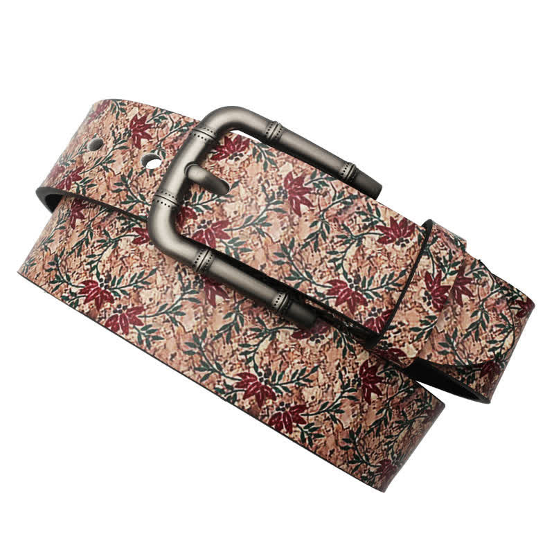 Cintura in pelle stampata con aceri rossi decorati
