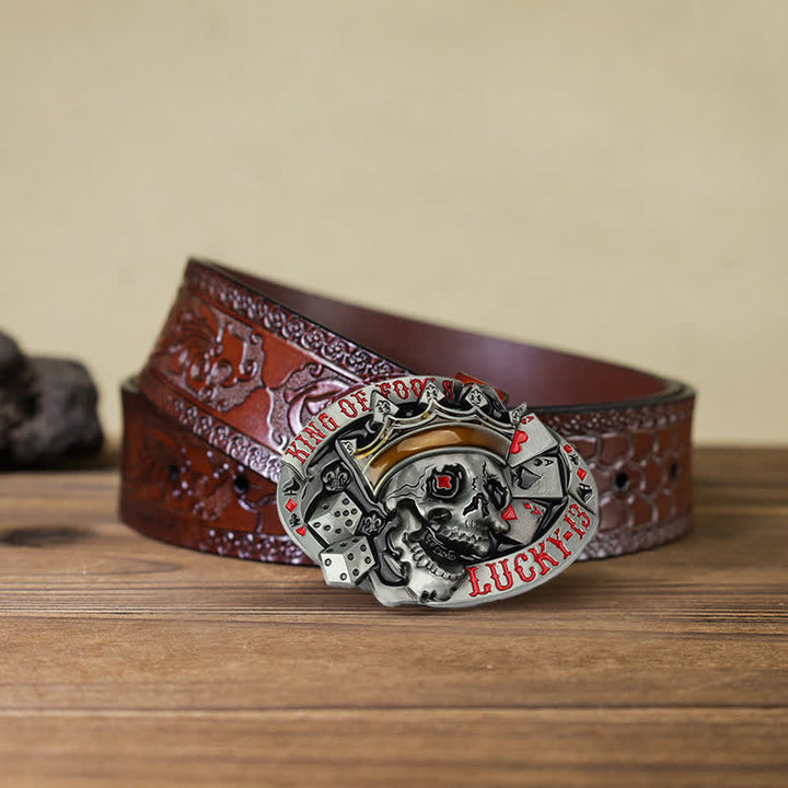 Cintura in pelle con fibbia Lucky 13 "King Of Fools" fai da te da uomo