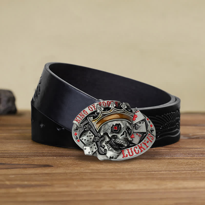 Cintura in pelle con fibbia Lucky 13 "King Of Fools" fai da te da uomo