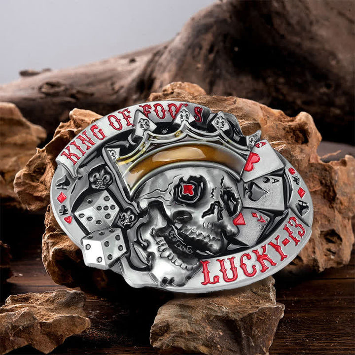 Cintura in pelle con fibbia Lucky 13 "King Of Fools" fai da te da uomo