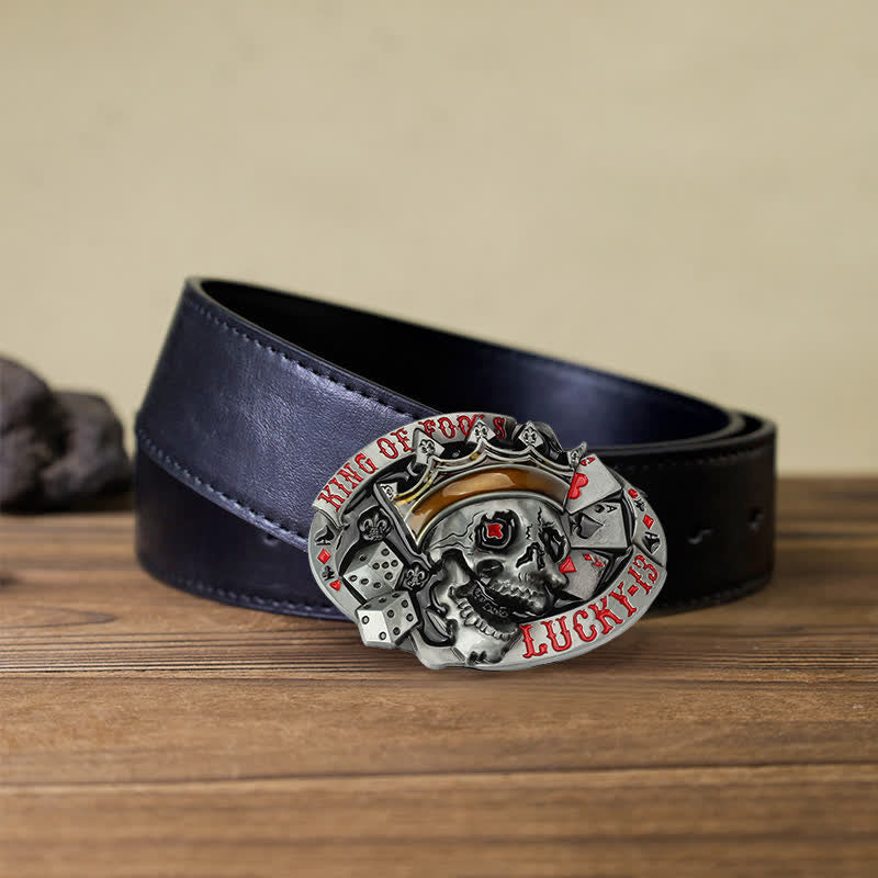 Cintura in pelle con fibbia Lucky 13 "King Of Fools" fai da te da uomo