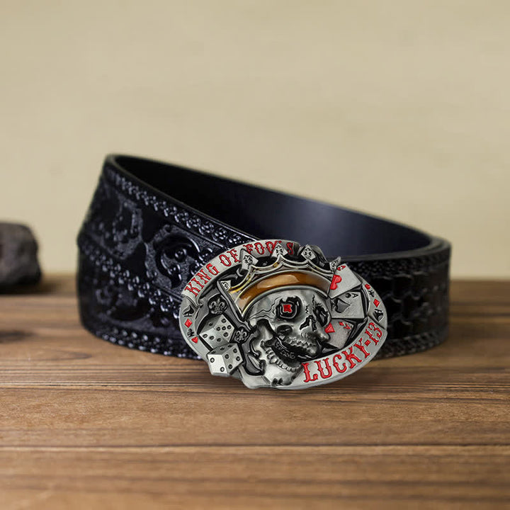 Cintura in pelle con fibbia Lucky 13 "King Of Fools" fai da te da uomo