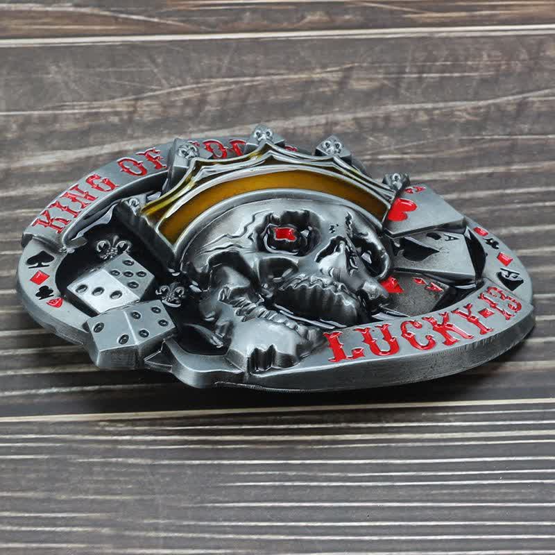 Cintura in pelle con fibbia Lucky 13 "King Of Fools" fai da te da uomo