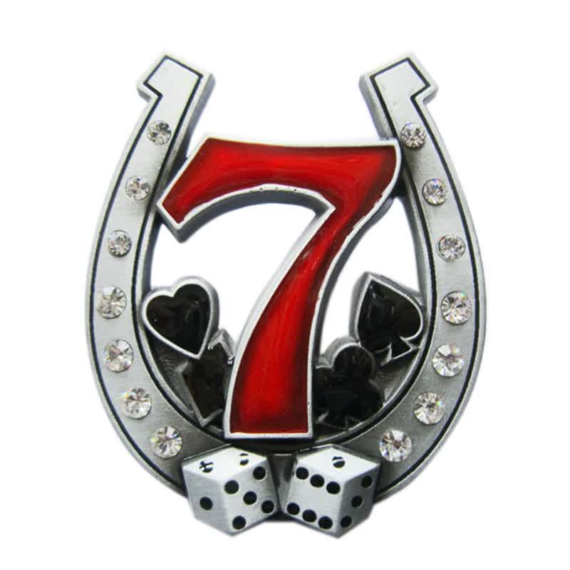 Cintura in pelle con fibbia Lucky 7 Casino a ferro di cavallo fai da te da uomo