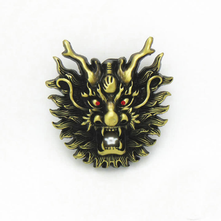 Cintura in pelle con fibbia in perla bianca con drago infuocato fai da te da uomo - Bronzo antico - Senza cintura - image 12