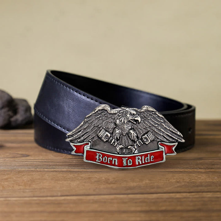 Cintura in pelle con fibbia "Born To Ride Eagle" fai da te da uomo