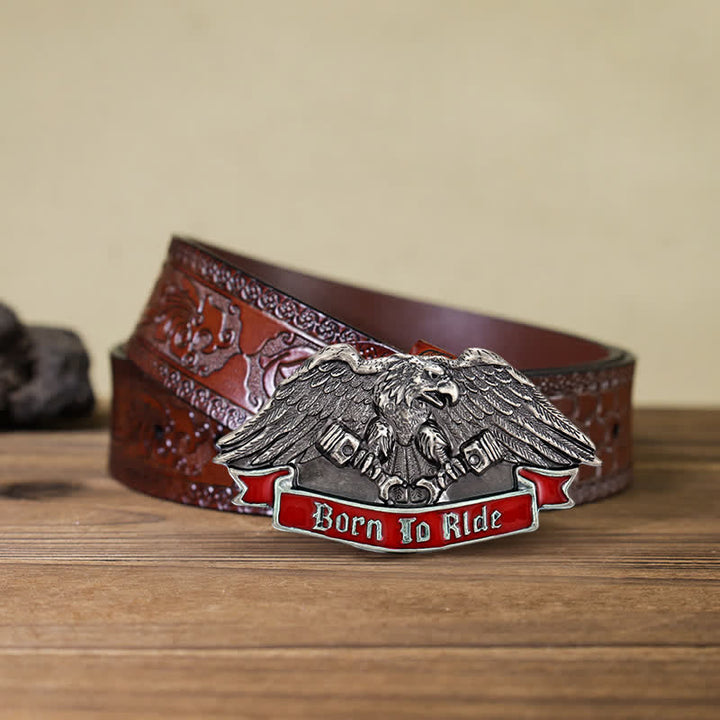 Cintura in pelle con fibbia "Born To Ride Eagle" fai da te da uomo