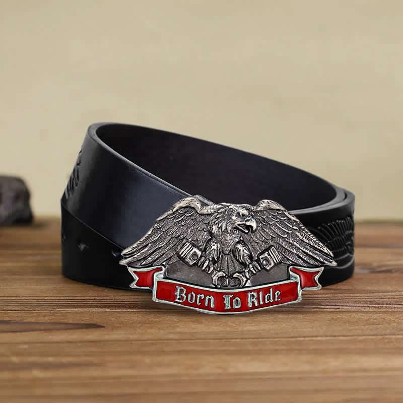 Cintura in pelle con fibbia "Born To Ride Eagle" fai da te da uomo