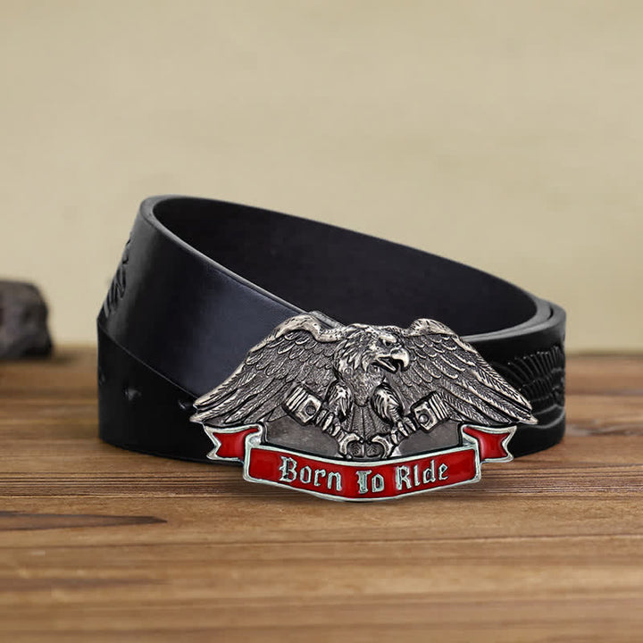 Cintura in pelle con fibbia "Born To Ride Eagle" fai da te da uomo
