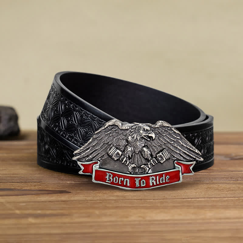 Cintura in pelle con fibbia "Born To Ride Eagle" fai da te da uomo
