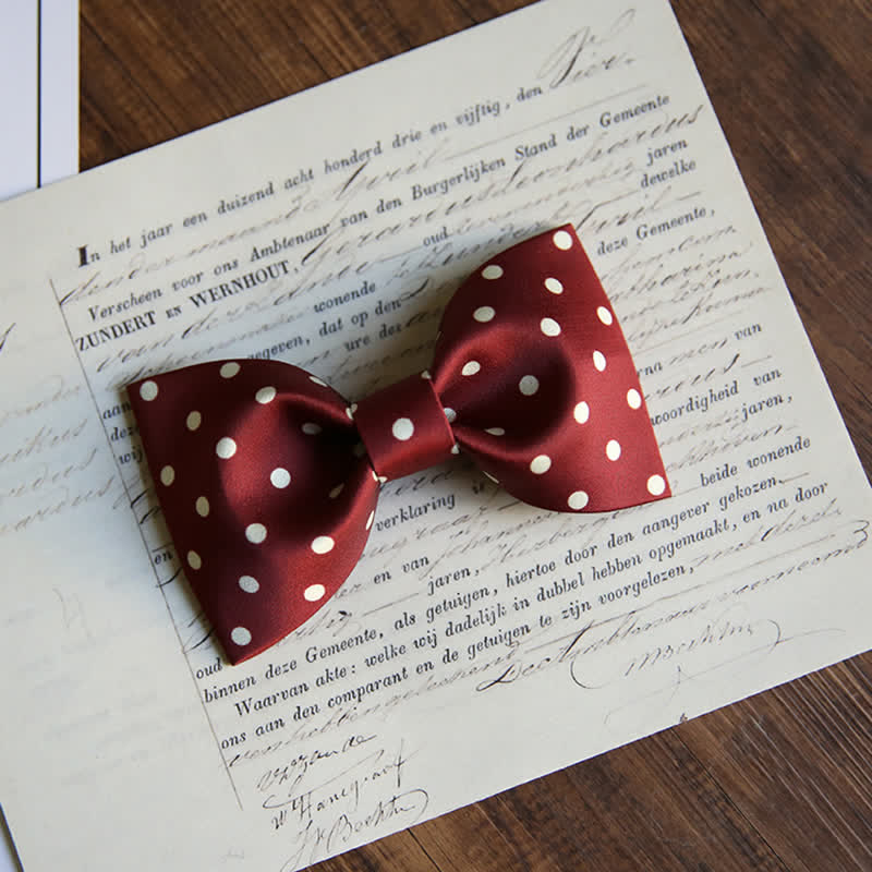 Papillon elegante a pois bianchi da uomo - Stile n. 1 - Borgogna - image 2