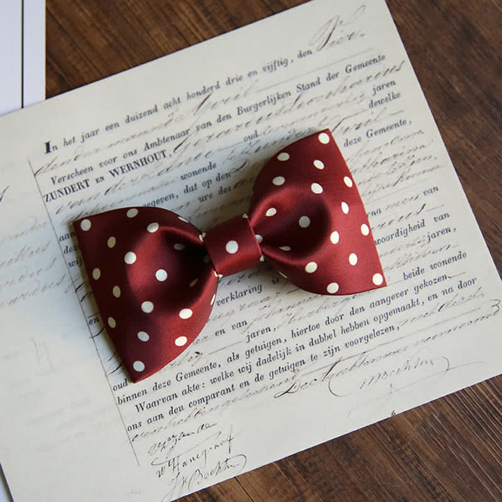 Papillon elegante a pois bianchi da uomo - Stile n. 1 - Borgogna - image 2