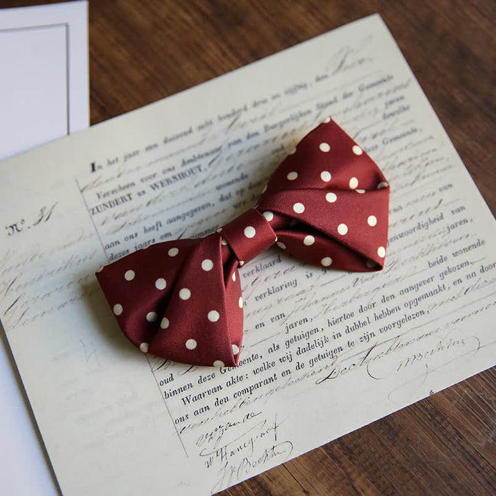 Papillon elegante a pois bianchi da uomo - Stile n. 2 - Borgogna - image 4
