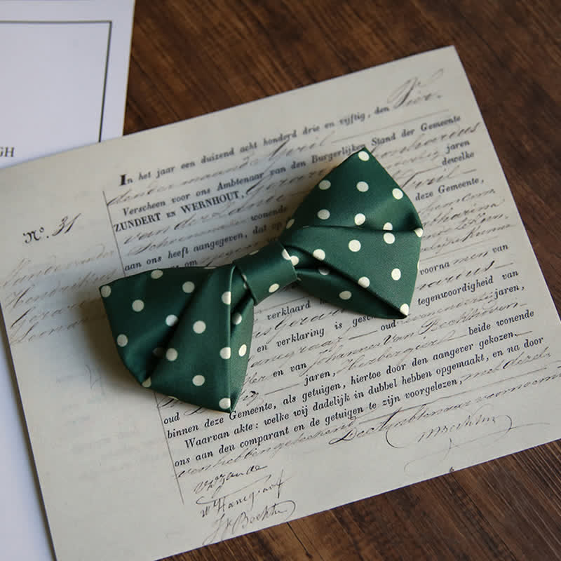 Papillon elegante da uomo a pois bianchi - Stile n. 2 - Verde scuro - image 4