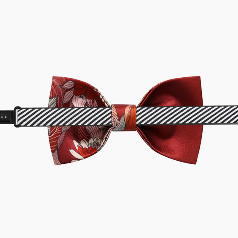 Papillon da uomo con stampa floreale rossa per matrimonio - image 5