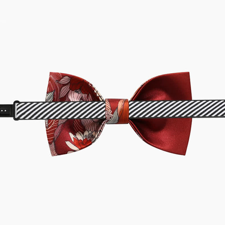 Papillon da uomo con stampa floreale rossa per matrimonio - image 5