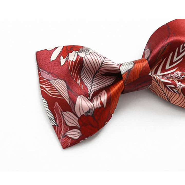 Papillon da uomo con stampa floreale rossa per matrimonio