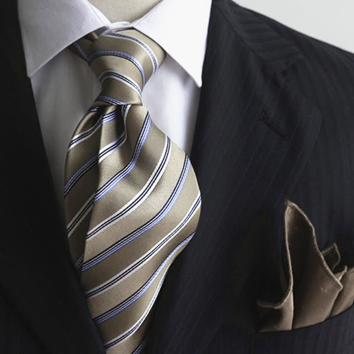 Cravatta classica da uomo a righe larghe in vera seta