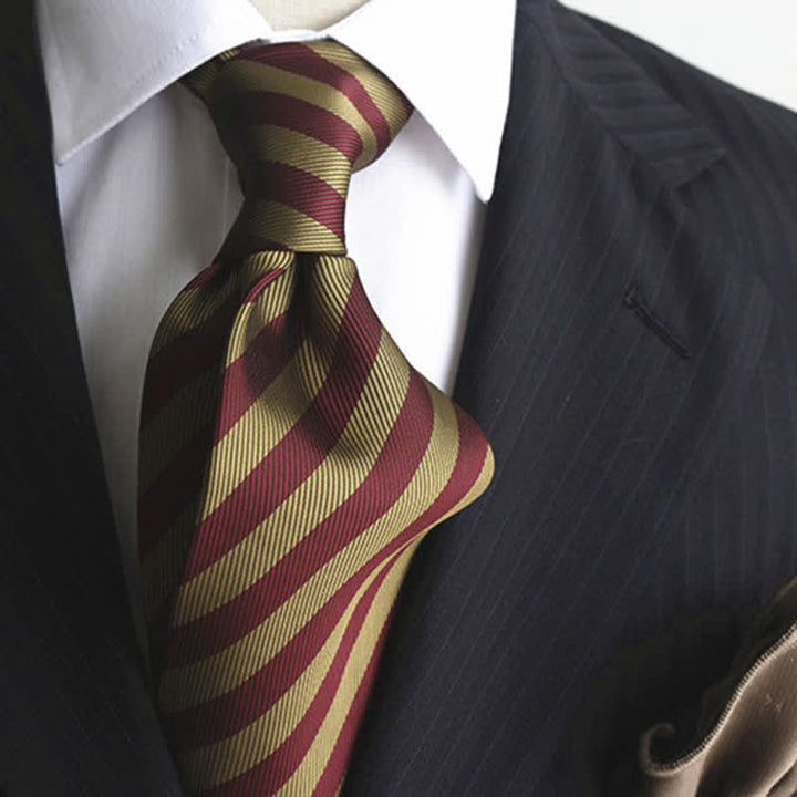 Cravatta classica da uomo a righe larghe in vera seta