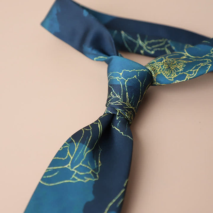 Cravatta da uomo retrò elegante con motivo floreale