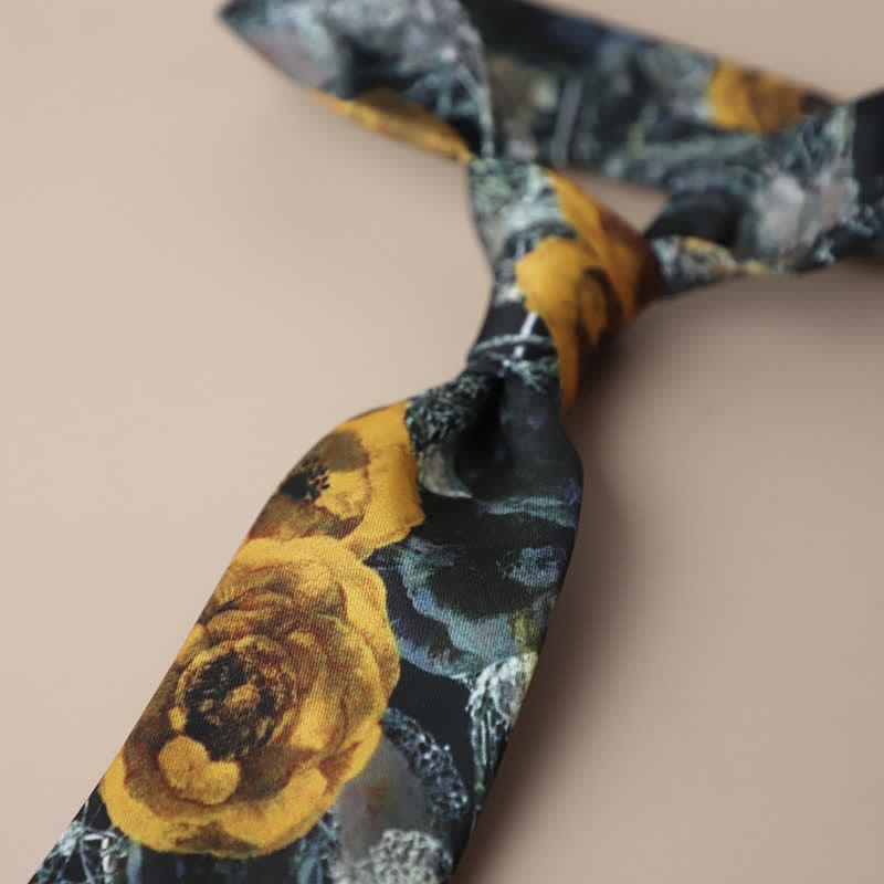Cravatta da uomo retrò elegante con motivo floreale