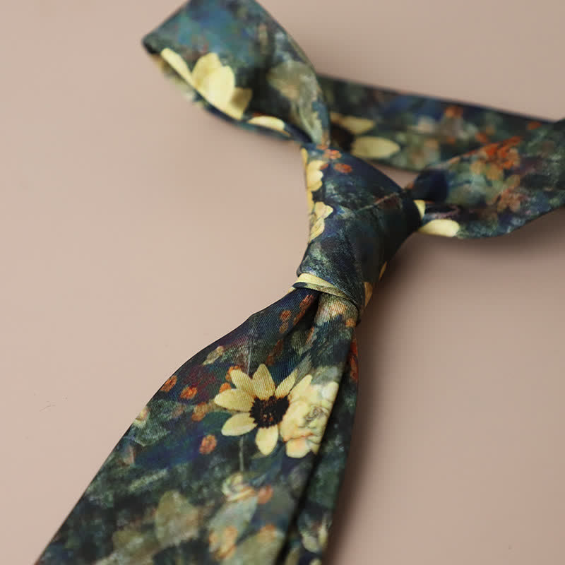 Cravatta da uomo retrò elegante con motivo floreale