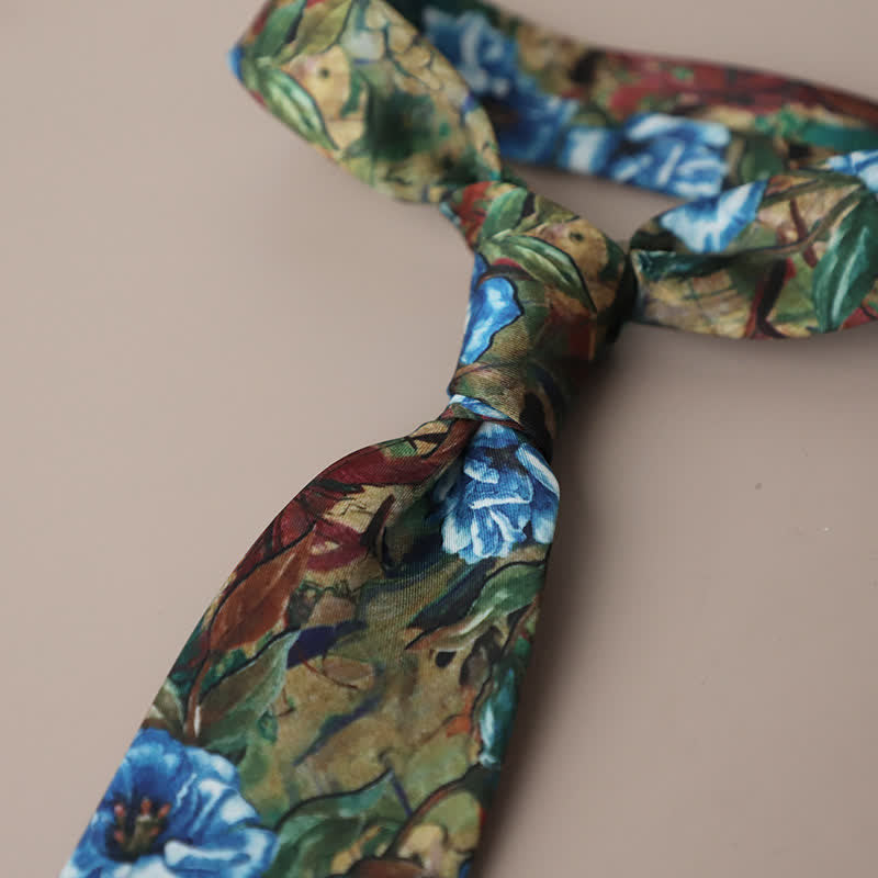 Cravatta da uomo retrò elegante con motivo floreale