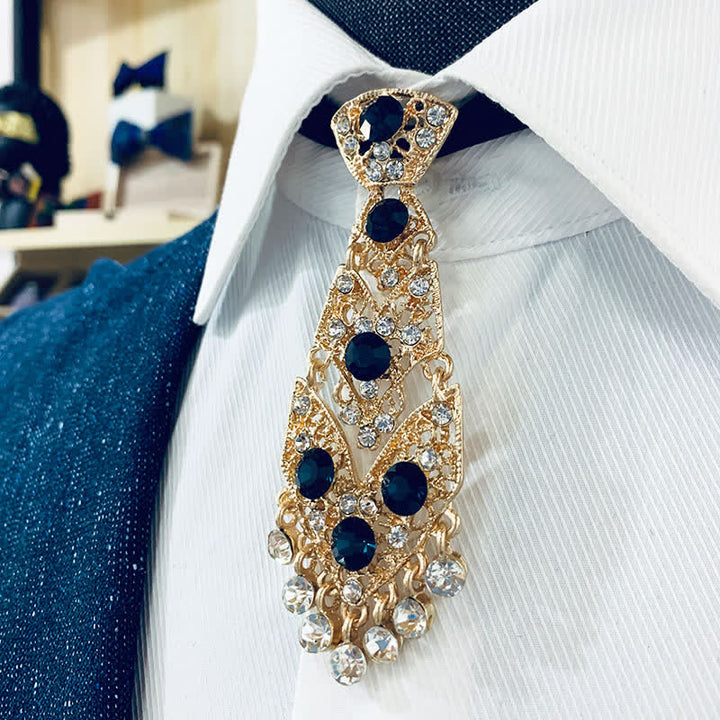 Cravatta da uomo con strass e cristalli, corta e glitterata, da sposa