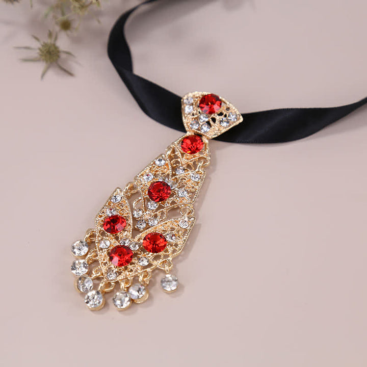 Cravatta da uomo con strass e cristalli, corta e glitterata, da sposa