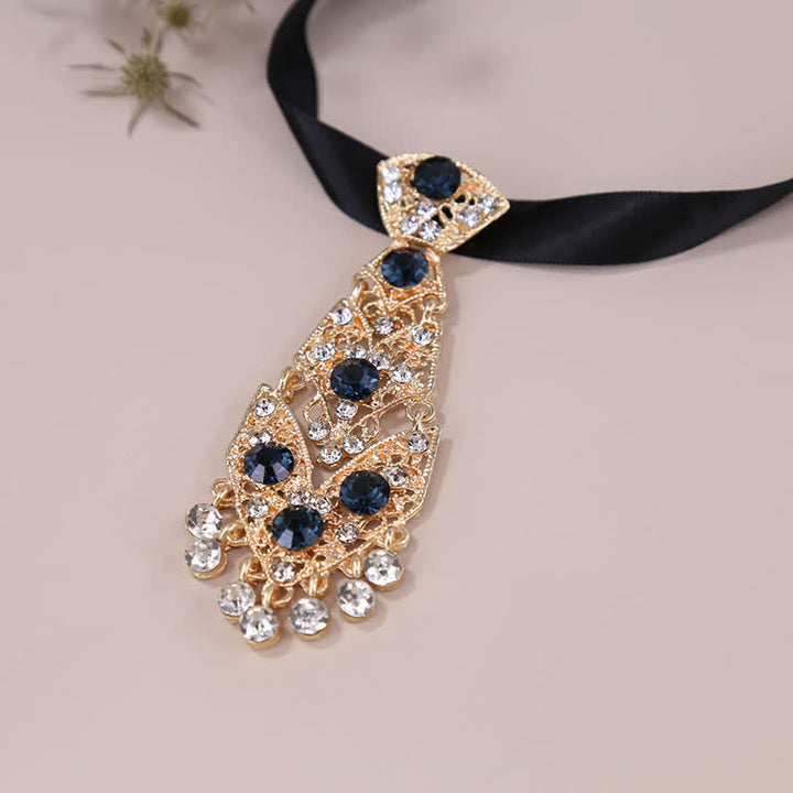 Cravatta da uomo con strass e cristalli, corta e glitterata, da sposa