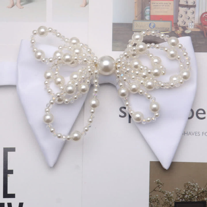 Papillon oversize a punta con perle finte uniche da uomo