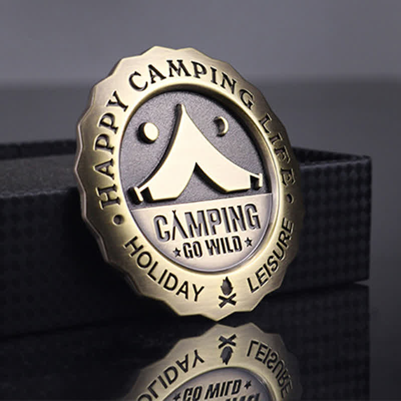 Adesivo per auto in metallo Happy Camping Life Go Wild