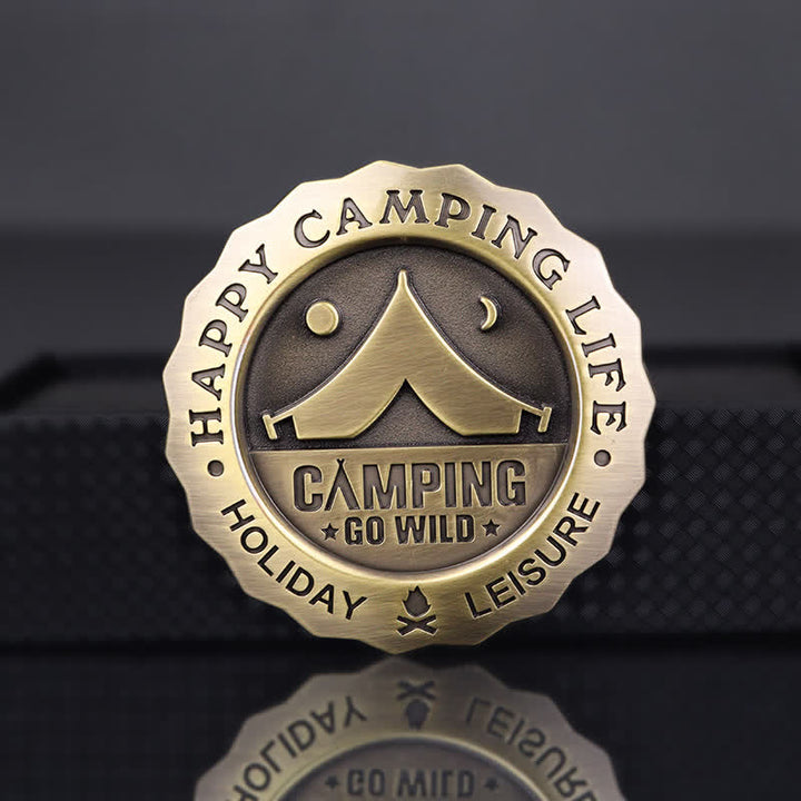 Adesivo per auto in metallo Happy Camping Life Go Wild