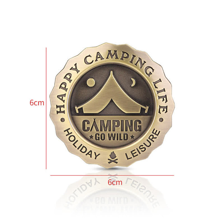 Adesivo per auto in metallo Happy Camping Life Go Wild