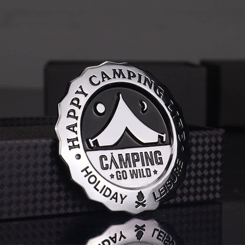 Adesivo per auto in metallo Happy Camping Life Go Wild