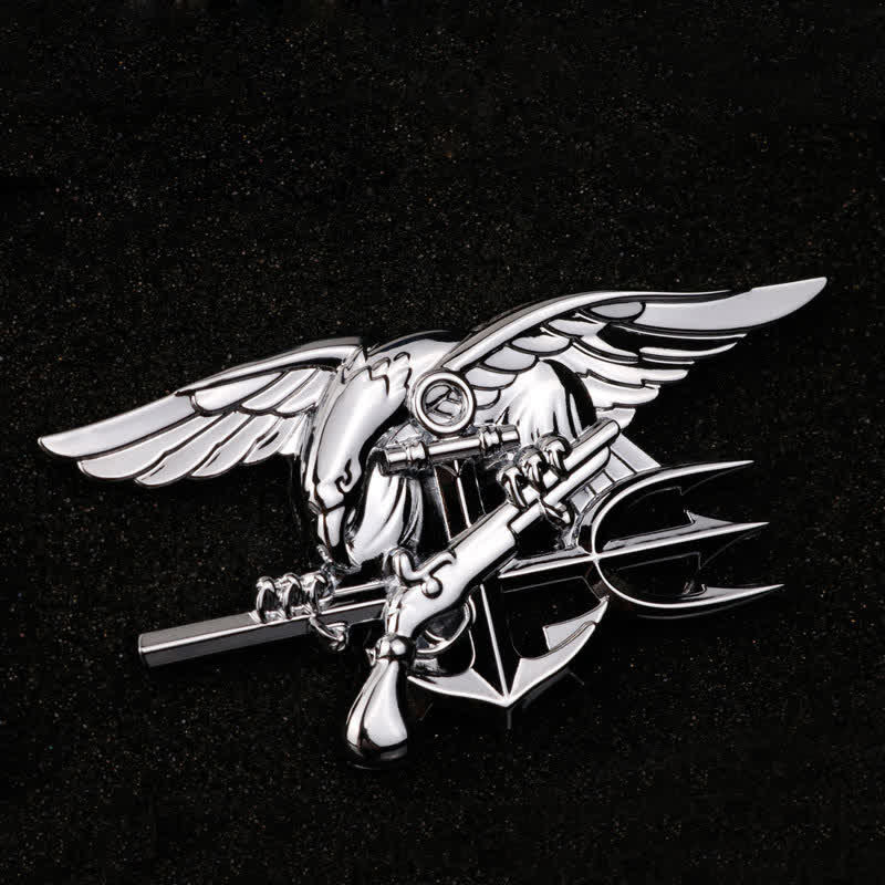 Adesivo in metallo con stemma a forma di tridente dei Navy Seals per auto