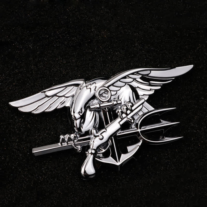 Adesivo in metallo con stemma a forma di tridente dei Navy Seals per auto