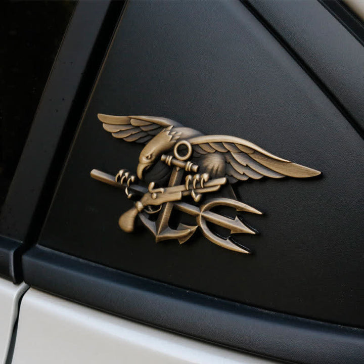 Adesivo in metallo con stemma a forma di tridente dei Navy Seals per auto