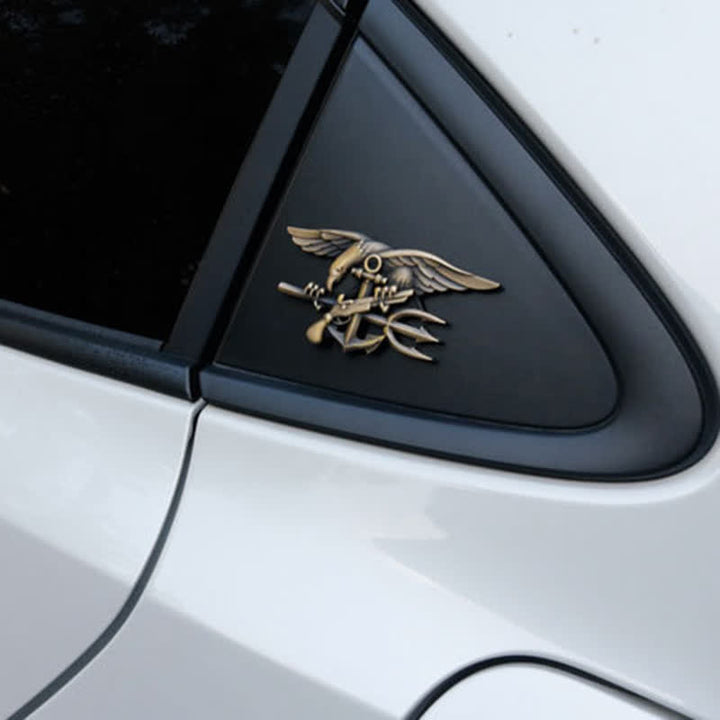 Adesivo in metallo con stemma a forma di tridente dei Navy Seals per auto