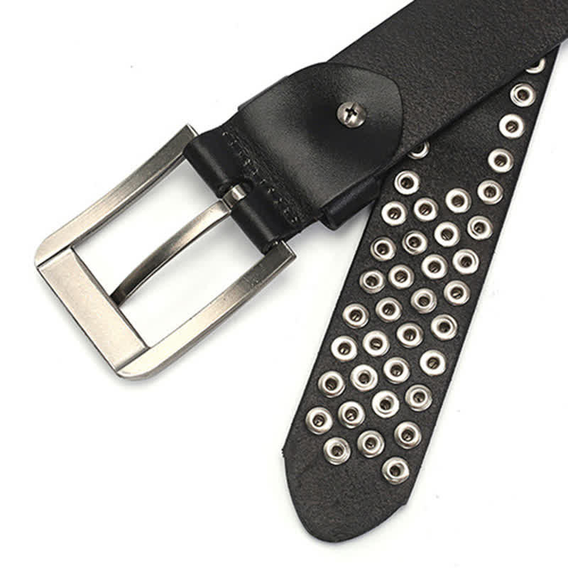 Cintura unisex in pelle con borchie esagonali