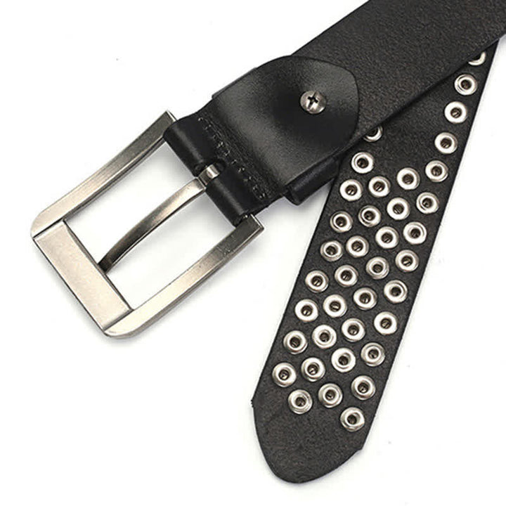 Cintura unisex in pelle con borchie esagonali