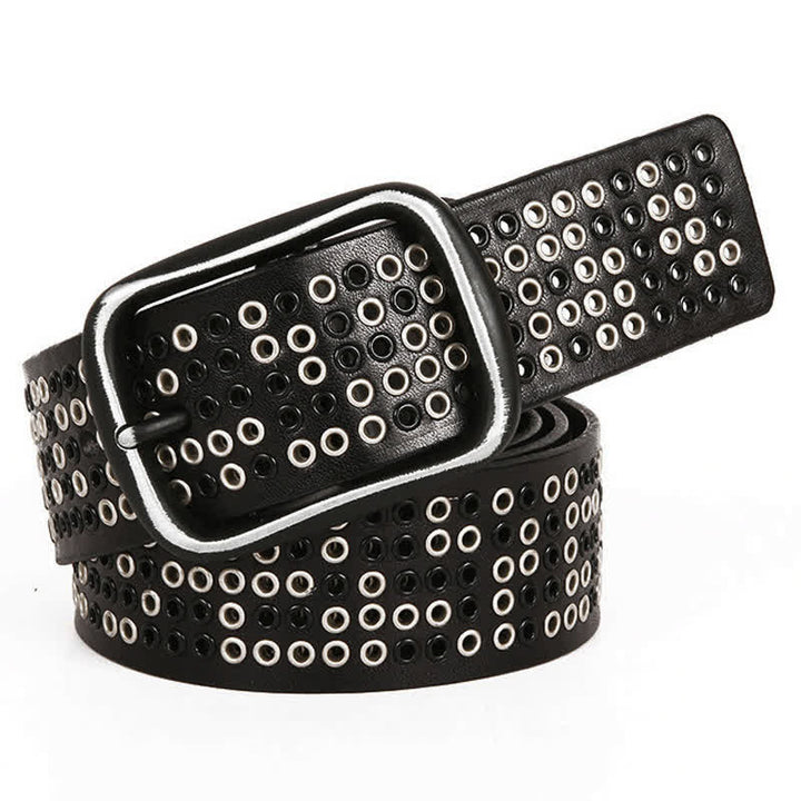 Cintura unisex in pelle punk da cowboy con borchie in metallo pesante - Nero - 44 - image 0