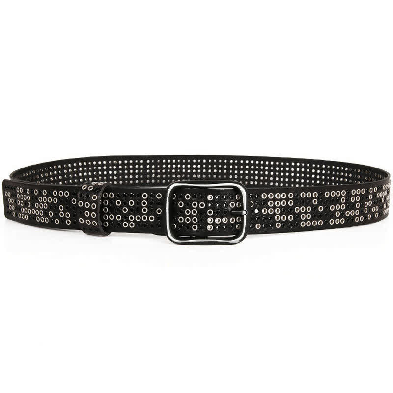 Cintura unisex in pelle punk da cowboy con borchie in metallo pesante